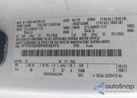 2023 Ford F-150 Xl from USA, damaged, VIN 1FTFX1E55PKE36373